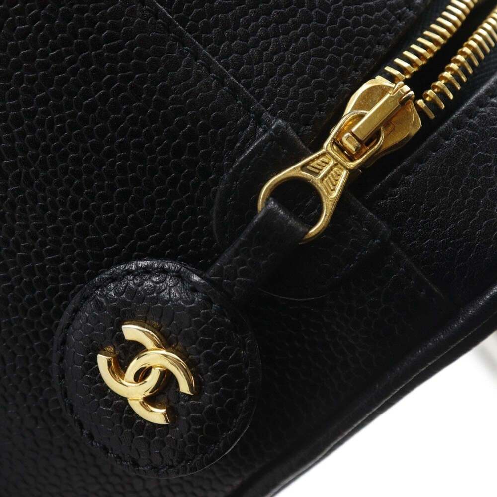 CHANEL Black Caviar Leather Logo Pouch - Picture 9 of 13